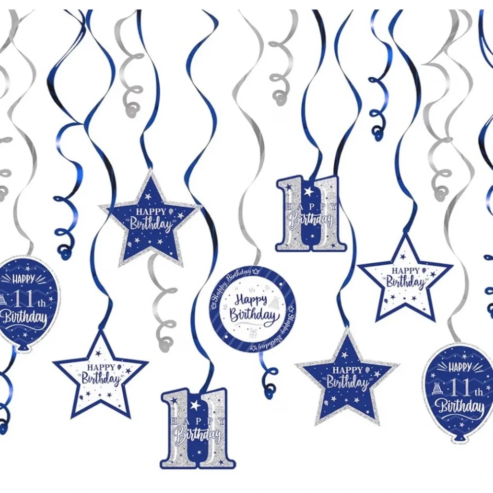 Blue and White 10th Birthday Party Supplies Set